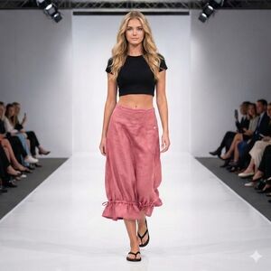 Pink Linen Skirt